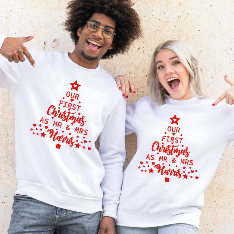 Personalised Our First Christmas as Mr and MRS Sweatshirts