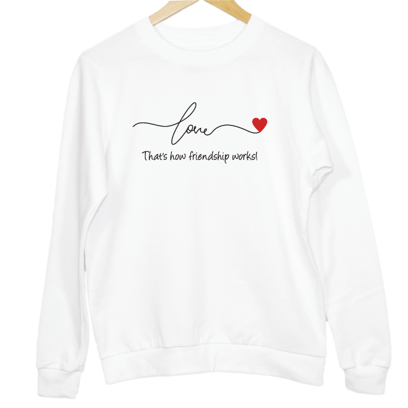 Love and Friendship Heart Slogan Graphic Sweatshirt
