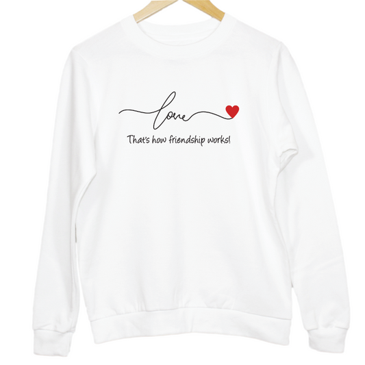 Love and Friendship Heart Slogan Graphic Sweatshirt