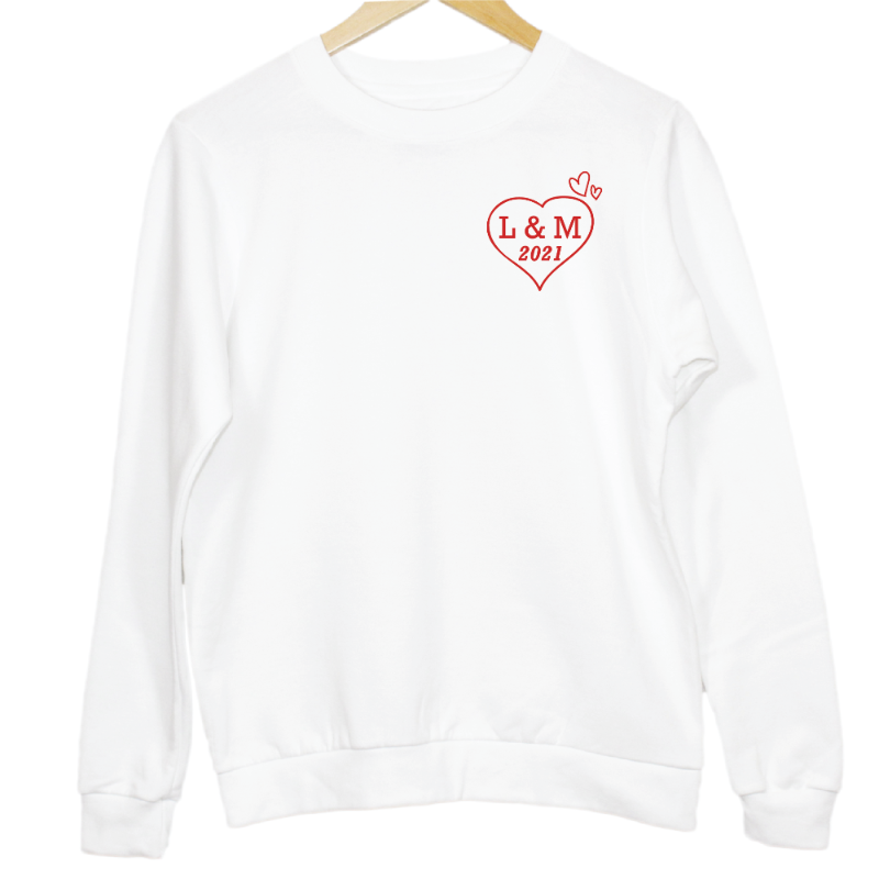 Personalised Matching Couple Heart with Initials and Year Sweatshirts