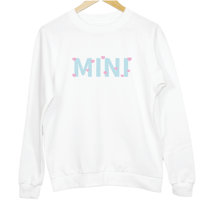 MINI Pastel Pink and Sky Blue Hearts Graphic Sweatshirt