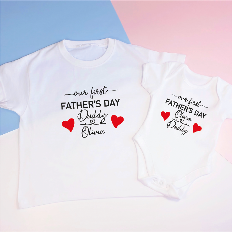 Our First Fathers Day Matching T-Shirt and Baby Grow Set