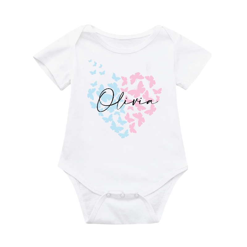 Personalised Matching Mama and Kid T-shirt Set - Heart Butterflies Design