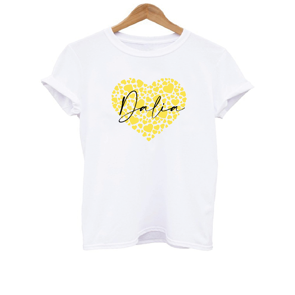 Personalised Matching Mama and Kid Hearts Graphic T-shirts