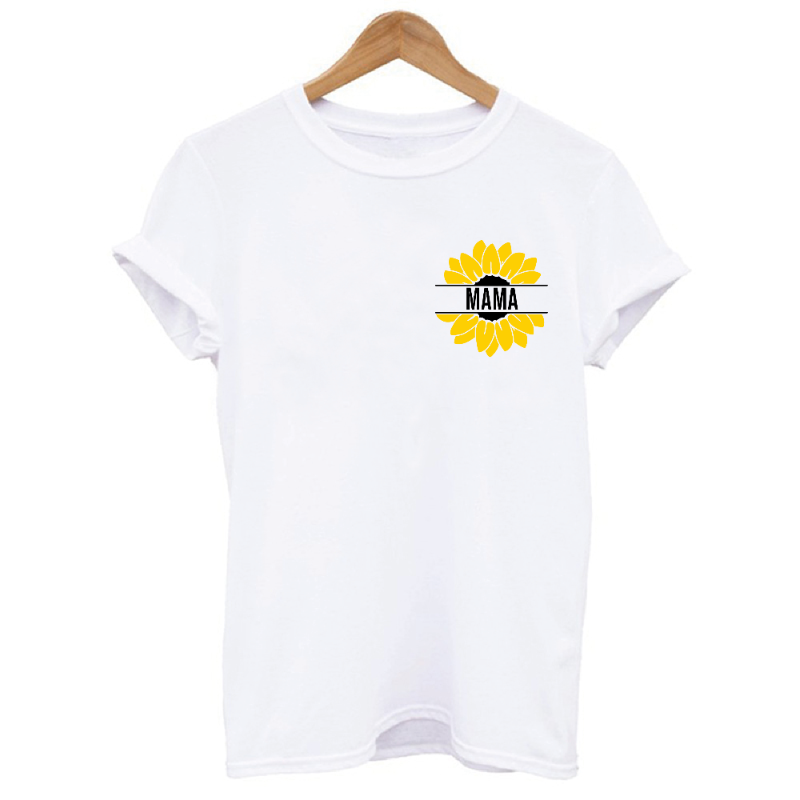 Personalised Mama and Mini Sunflower Graphic T-shirts Set