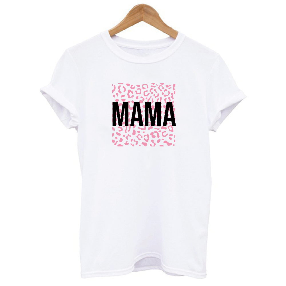 Mama Pink Leopard Design T-shirt
