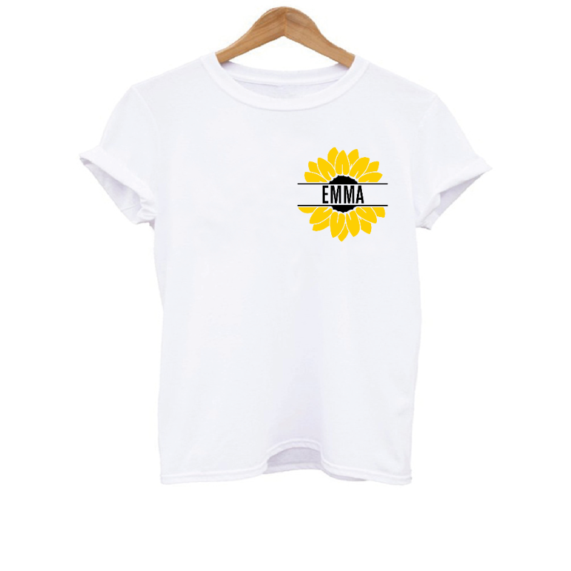 Personalised Mama and Mini Sunflower Graphic T-shirts Set