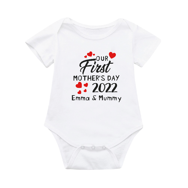 Personalised Our First Mother s Day Mummy and Baby T shirt and Baby Vest Set