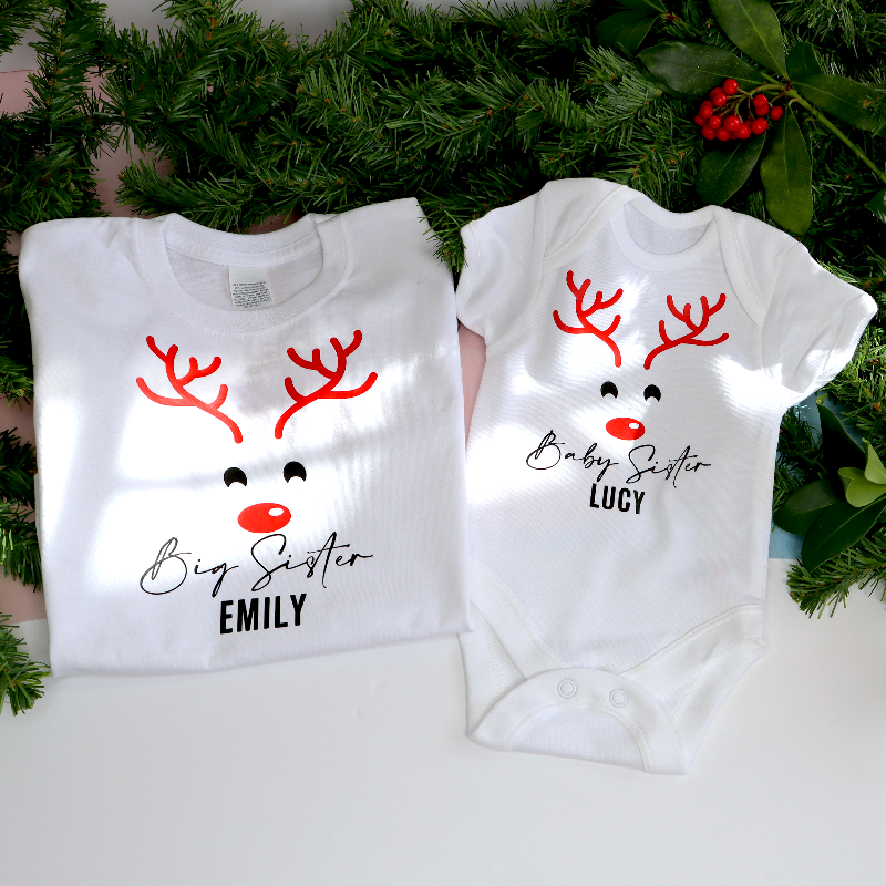 Personalised Matching Family Christmas Reindeer T-shirts