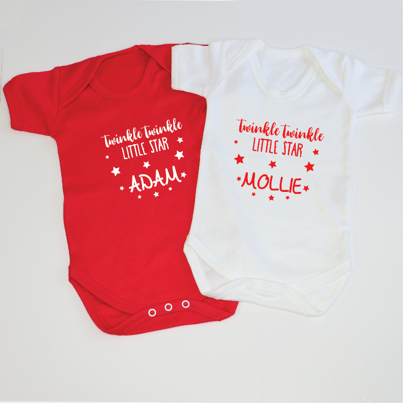 Personalised Twinkle Twinkle Little Star Baby Grow and Romper