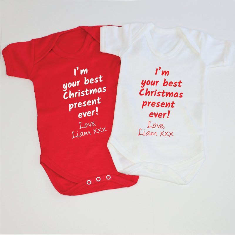 Personalised I'm Your Best Christmas Present Ever Baby Grow