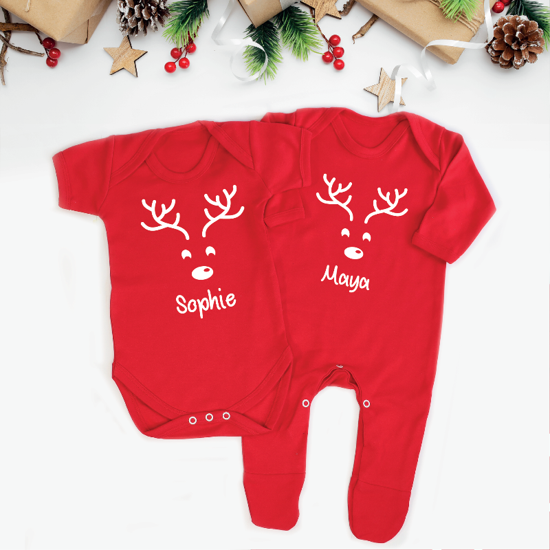 Personalised Reindeer Baby Bodysuit