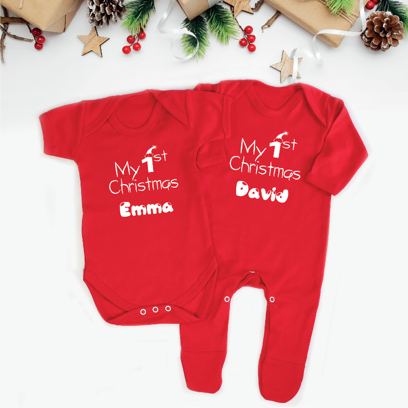 Personalised My First Christmas Baby Outfit