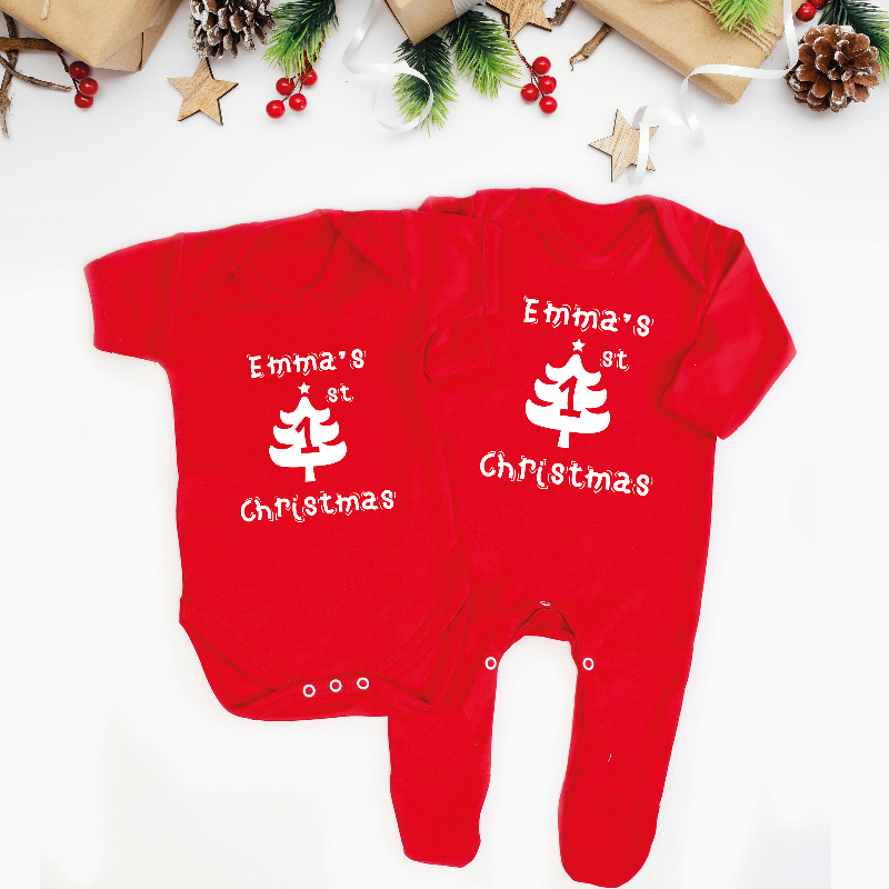 Personalised Baby's First Christmas Rompersuit