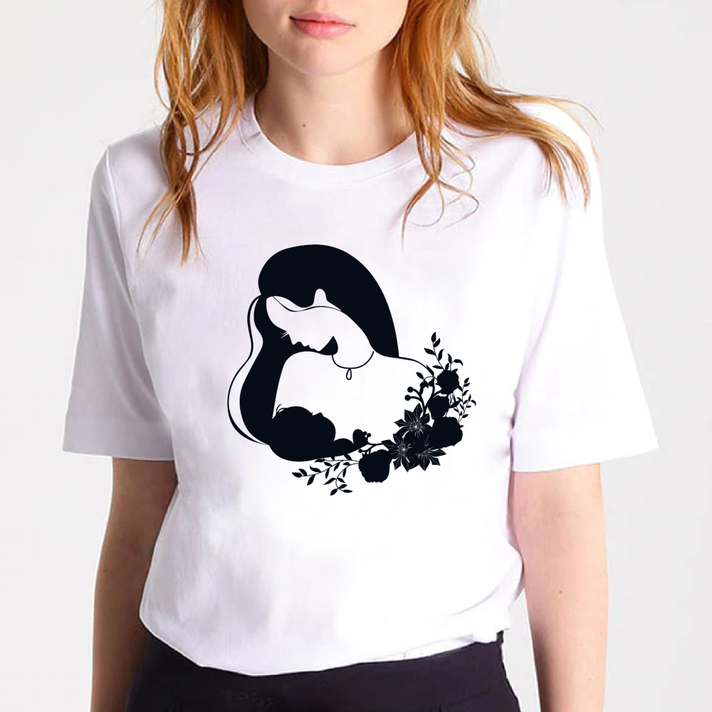 Mum and Baby Flower Motif Design T-shirt