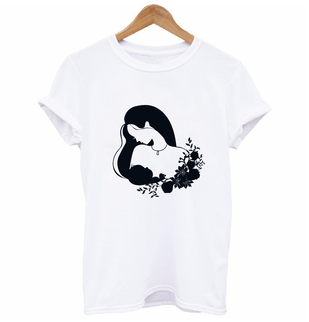 Mum and Baby Flower Motif Design T-shirt
