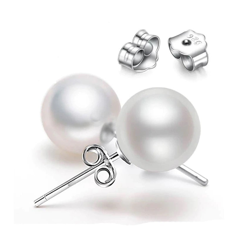 Personalised Mother of the Groom Jewelry Gift - Sterling Silver and Freshwater Pearl Stud Earrings