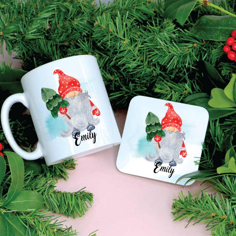 Personalised Gnome Christmas Tree Mug
