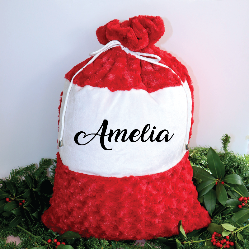 Personalized Luxury Red Christmas Stocking and Sack Set