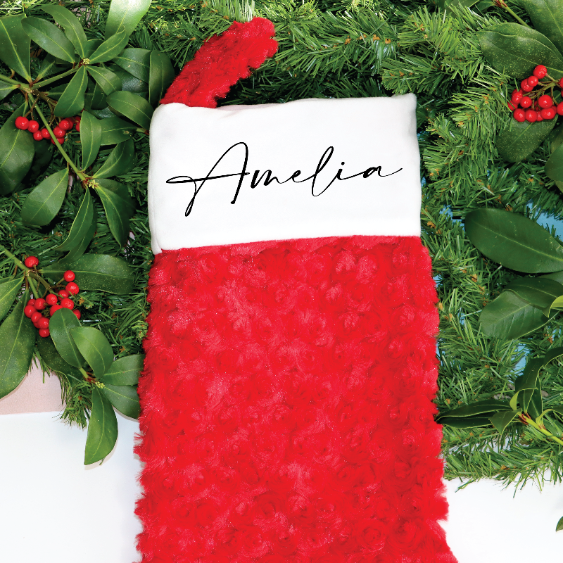 Personalized Luxury Red Christmas Stocking and Sack Set