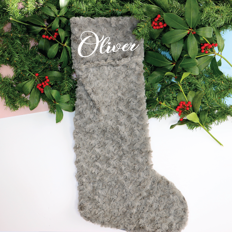 Personalised Luxury Grey Christmas Stocking and Santa Sack