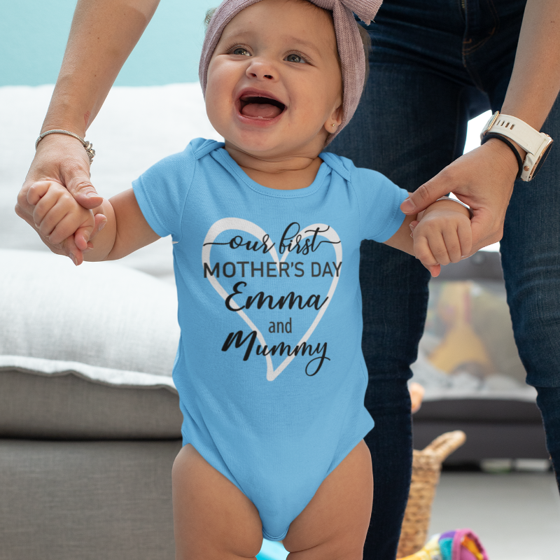 Baby Girl Mother's Day Onesie Boy Happy First Mothers Day